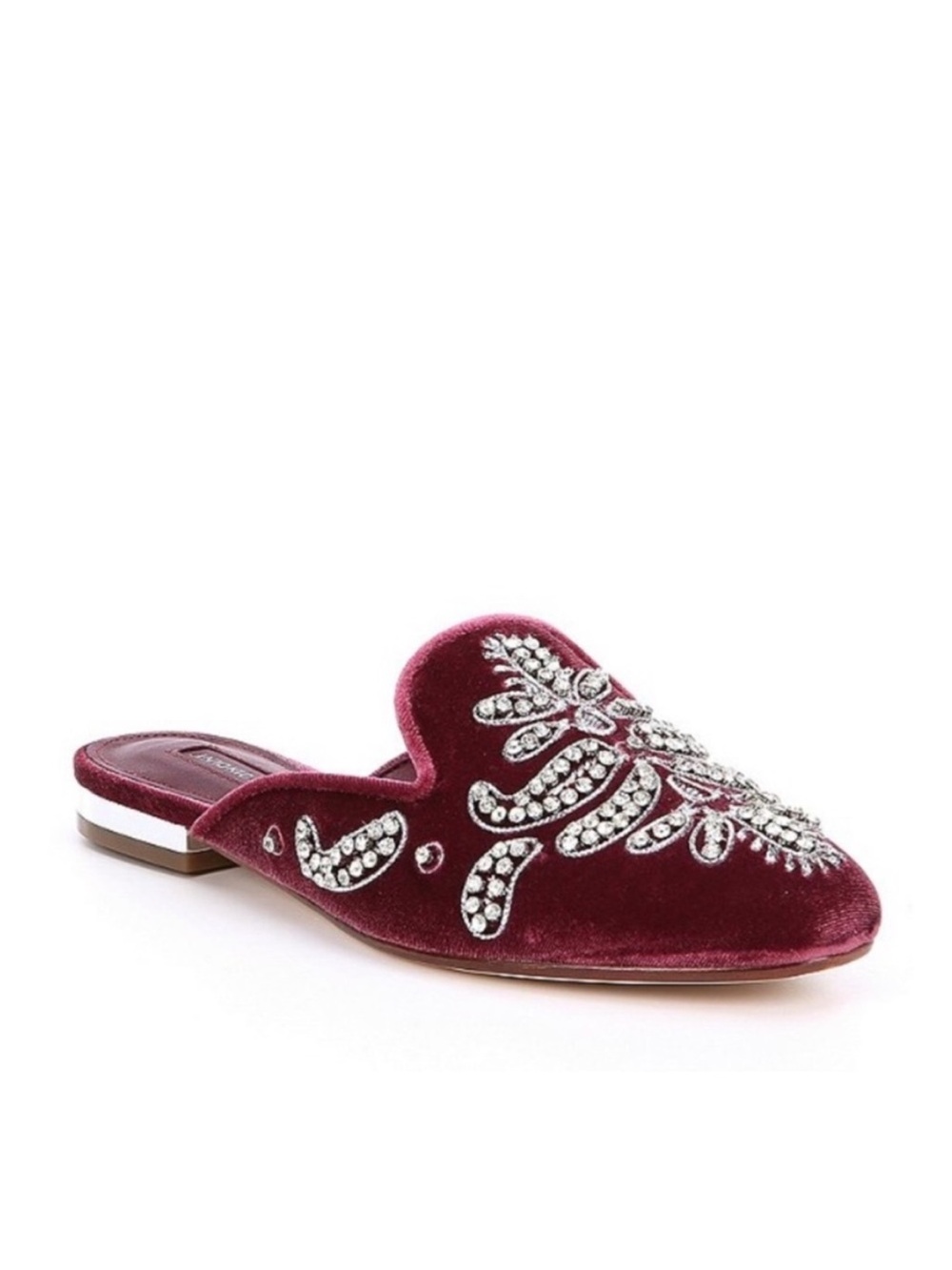 Embellished Velvet Mule - Wine Red